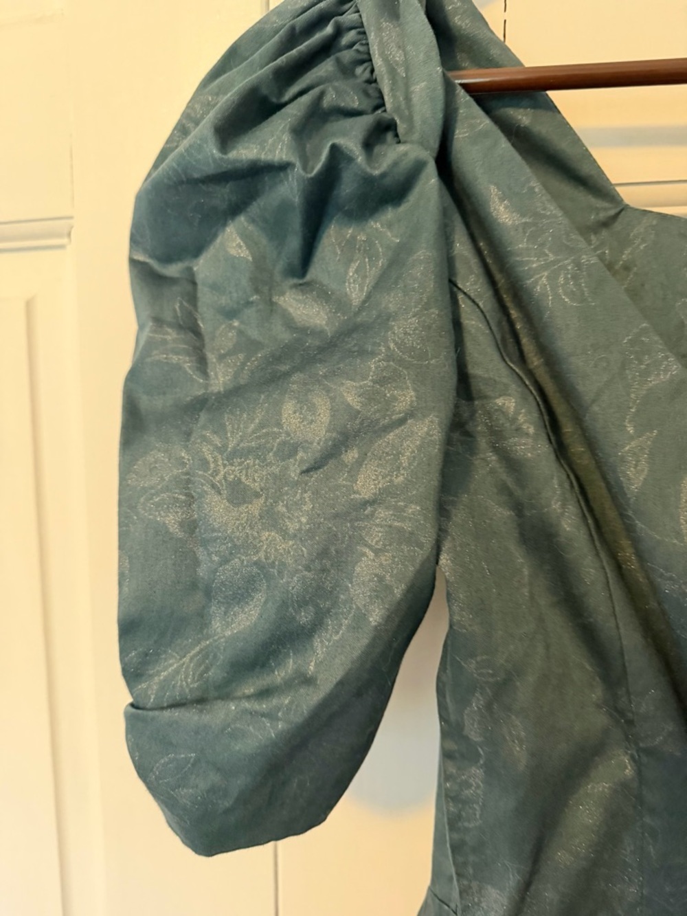 Vintage Laura Ashley Dress 10 Great Britain Green Puff Sleeve Cottagecore Midi - Picture 5 of 7
